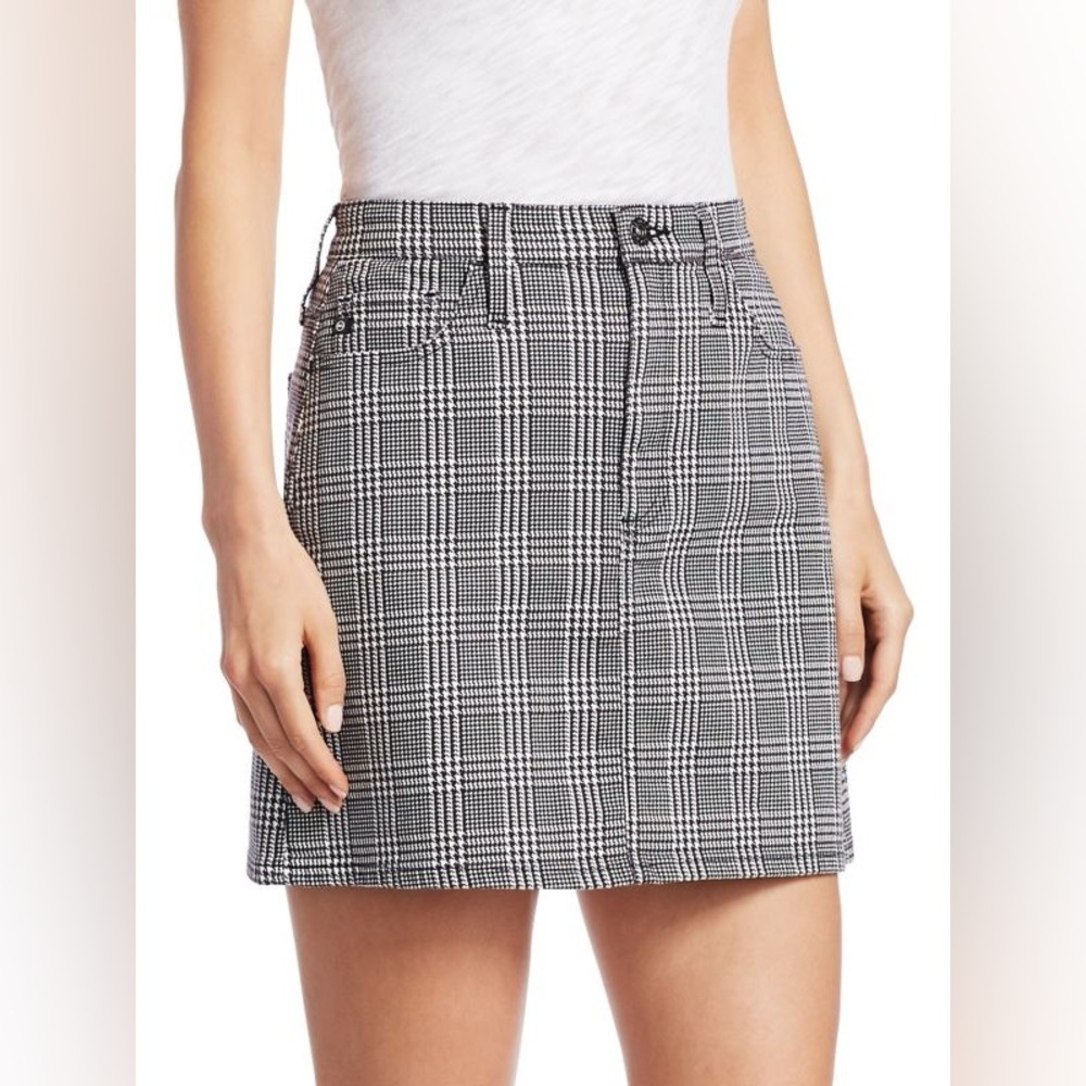AG Adriano Goldschmied Black White 90’s Inspired Harlo Plaid Mini Skirt Size 30R